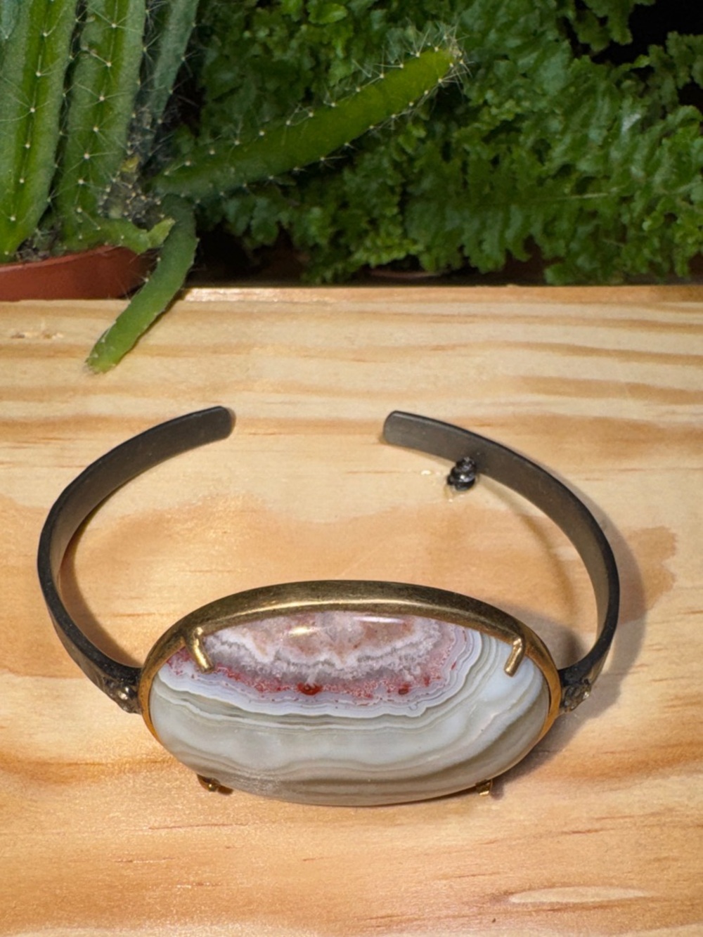Sundance Agate Stone Cuff Bracelet in Gray and Brown Tones